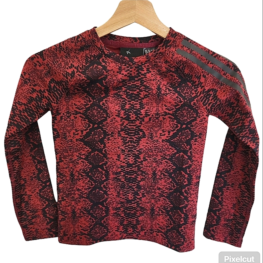 Adidas x Ivy Park Boys Haut Snakeskin Print Baselayer Red Black Shirt